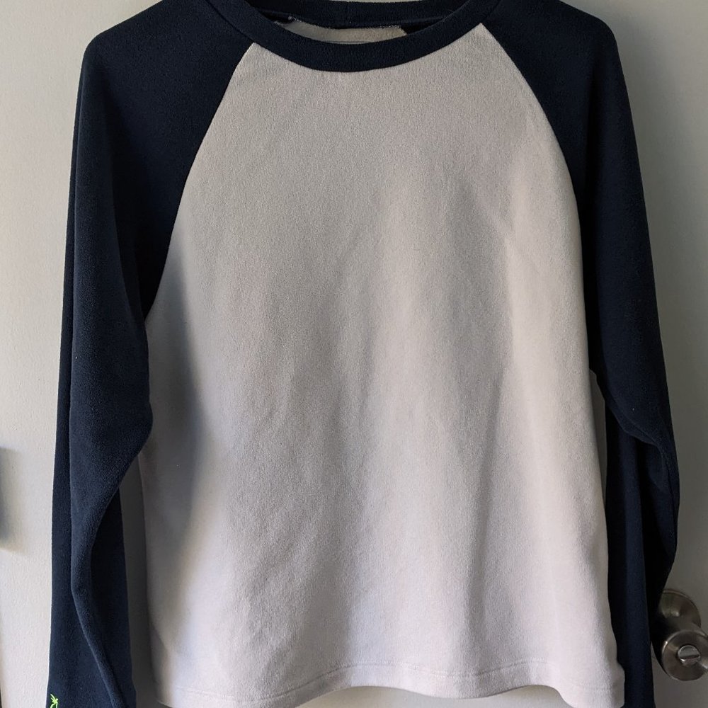 Dudley Stephens Cove Colorblock Crewneck in Terry Fleece (Navy/White) - XS